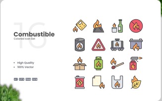 16 Combustible Icon Color Set