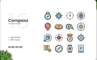 16 Compass Icon Color Set