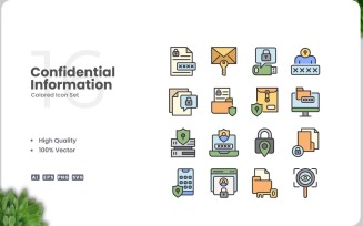 16 Confidential Information Icon Color Set