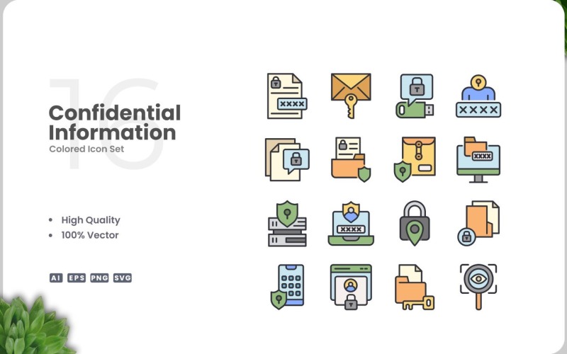 16 Confidential Information Icon Color Set Icon Set