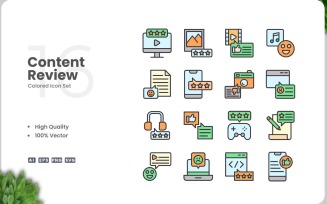 16 Content Review Icon Color Set