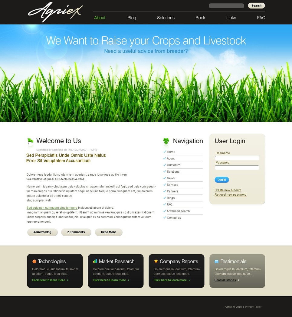 Agriculture PSD Template New Screenshots BIG