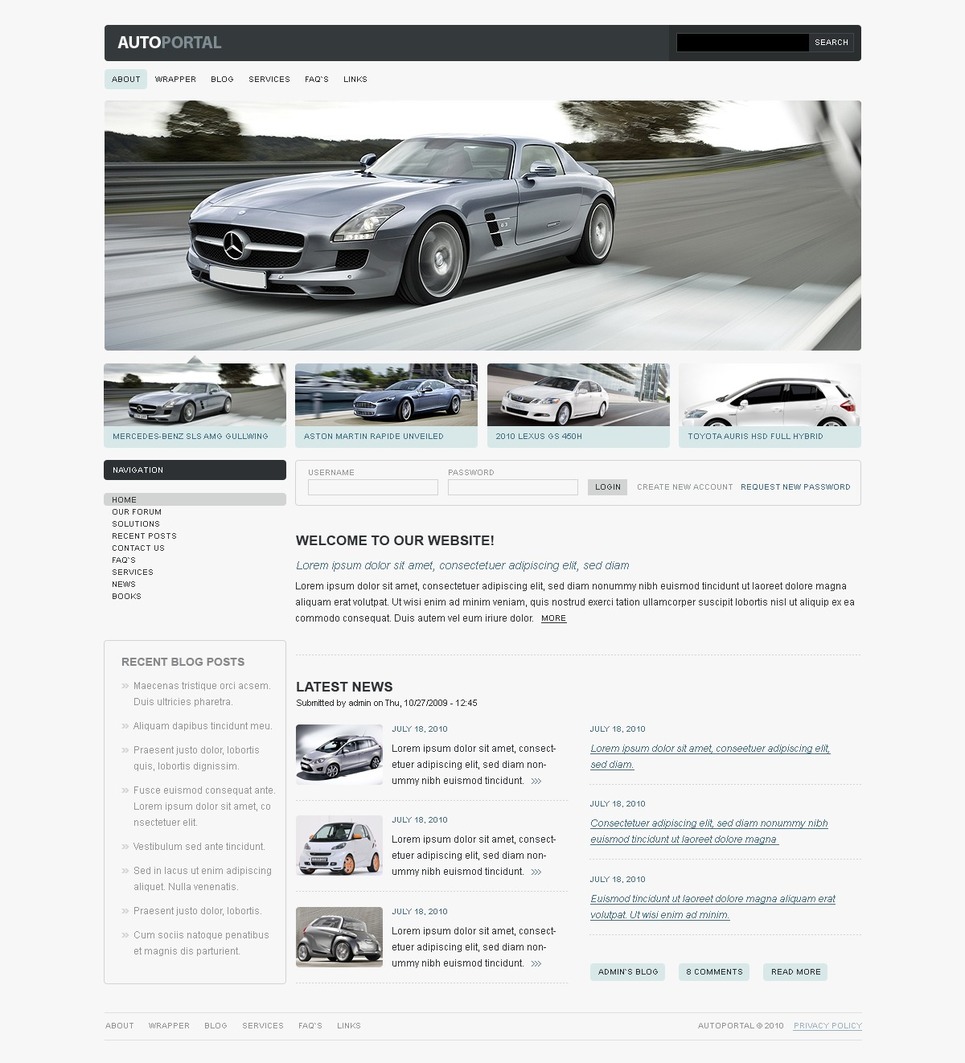 Car Club PSD Template New Screenshots BIG
