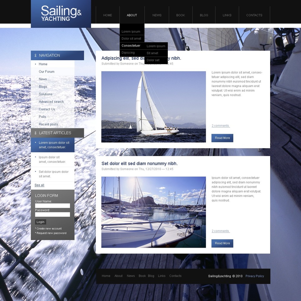 Yachting PSD Template New Screenshots BIG