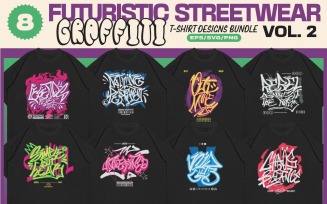 Futuristic Streetwear Graffiti T-shirt Designs Bundle Vol. 2