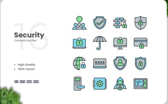 16 Security Icon Color Set