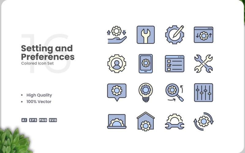 16 Settings and Preferences Icon Color Set Icon Set