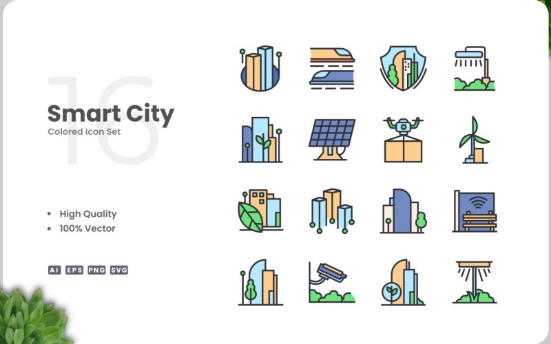 16 Smart City Icon Color Set Icon Set