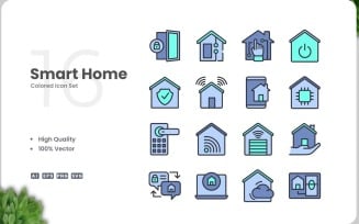16 Smart Home Icon Color Set