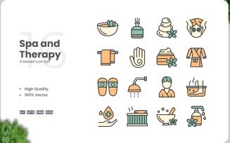 16 Spa and Therapy Icon Color Set