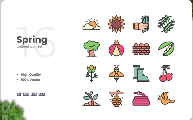 16 Spring Icon Color Collection Icon Set