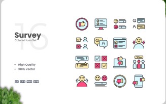 16 Survey Icon Color Collection