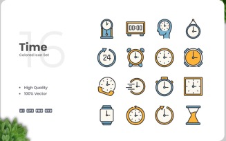 16 Time Icon Color Collection
