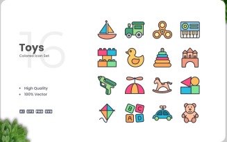 16 Toys Icon Color Collection