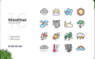 16 Weather Icon Color Set