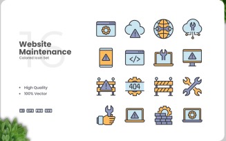 16 Website Maintenance Icon Color Set