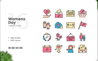16 Womens Day Icon Color Set