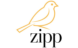 A logo with a golden outline of a sparrow