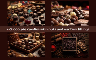 Chocolate candies with nuts and various fillings