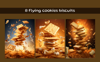 Flying cookies biscuits AI image