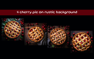Homemade cherry pie on rustic background AI image