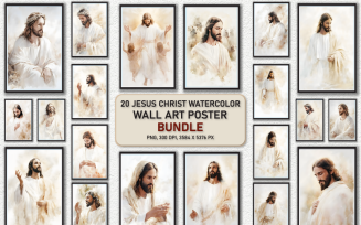 Jesus Christ Watercolor Wall Art Poster Bundle