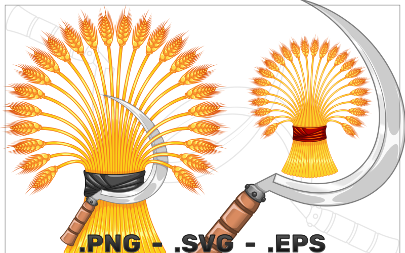 Wheat sheaf with sickle harvest symbol Vector Graphic