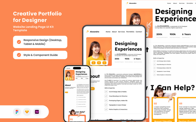 Alexandra - Professional Portfolio Landing Page UI Element