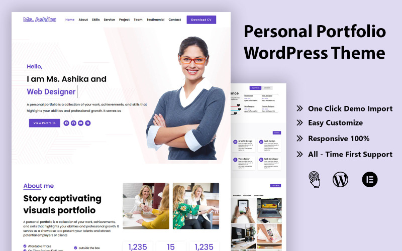 Ashika - Personal Portfolio WordPress Theme