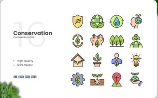 16 Conservation Icon Color Set