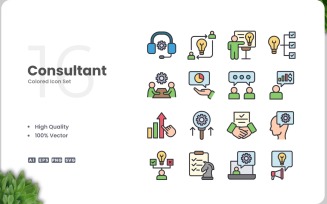 16 Consultant Icon Color Set