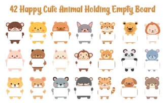 42 Happy Cute Animal Holding Empty Board