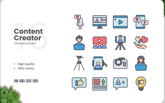 16 Content Creator 2 Icon Color Set