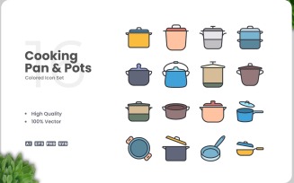 16 Cooking Pan and Pots Icon Color Set