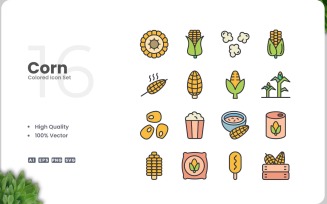 16 Corn Icon Color Collection