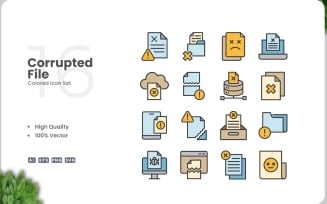 16 Corrupted File Icon Color Set