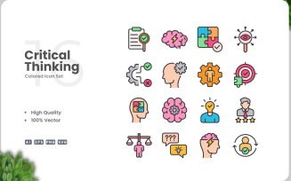 16 Critical Thinking Icon Color Set