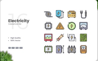 16 Electricity Icon Color Set