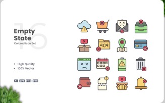 16 Empty State Icon Color Set