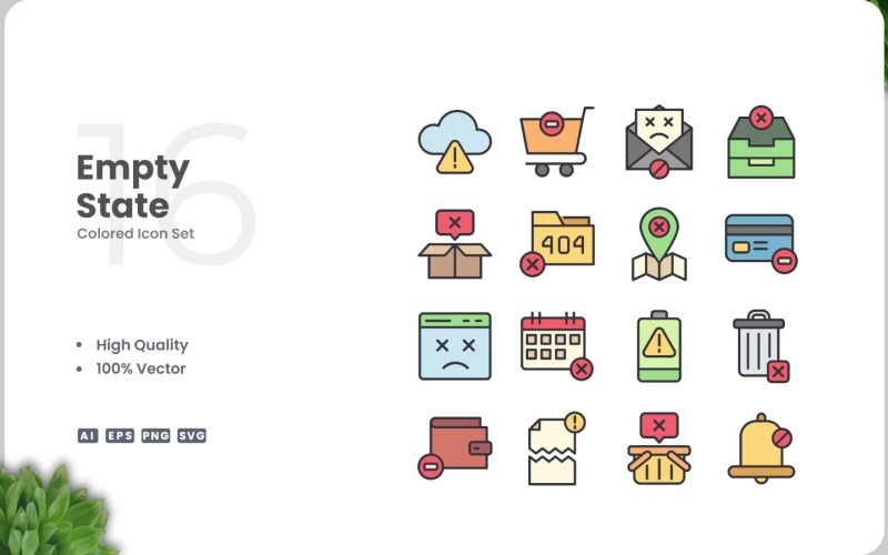 16 Empty State Icon Color Set Icon Set