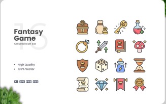 16 Fantasy Game Icon Color Set