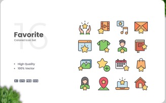 16 Favorite Icon Color Set