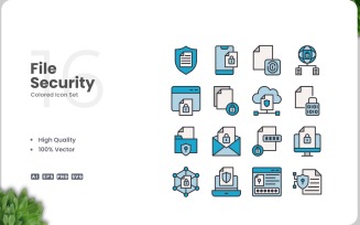 16 File Security Icon Color Set