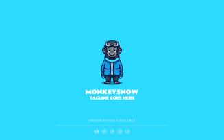 Monkey Snow Simple Mascot Logo