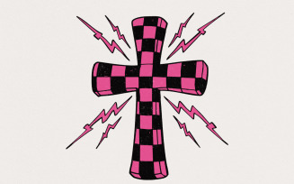 Checkered Cross Png, Cross Sublimation Design, Faith Png, Christian Art, Easter Png, Distressed