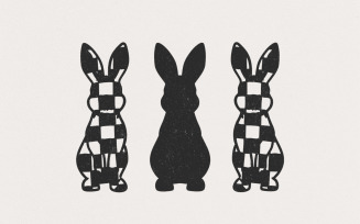 Checkered Grunge Easter Bunnies PNG, Distressed Sublimation File, Retro Easter T-Shirt Design,