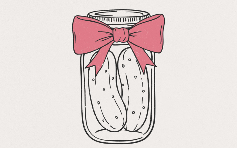 Coquette Pickle PNG, Pickle Lover Art, Cherry Bow PNG, Soft Girl Era, Pink Bow, Aesthetic Decor, Illustration