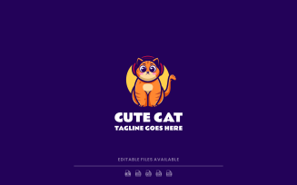 Cute Cat Simple Mascot Logo 2