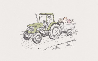 Farm Tractor Sublimation, Easter Tractor PNG, Download, Easter Sublimation, Cute Bunny Tractor,