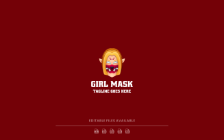 Girl Mask Simple Mascot Logo